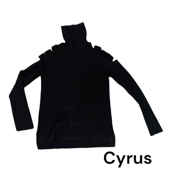 Cyrus black turtle neck womans medium cutout shoulder new with tags cute pro - Picture 1 of 8